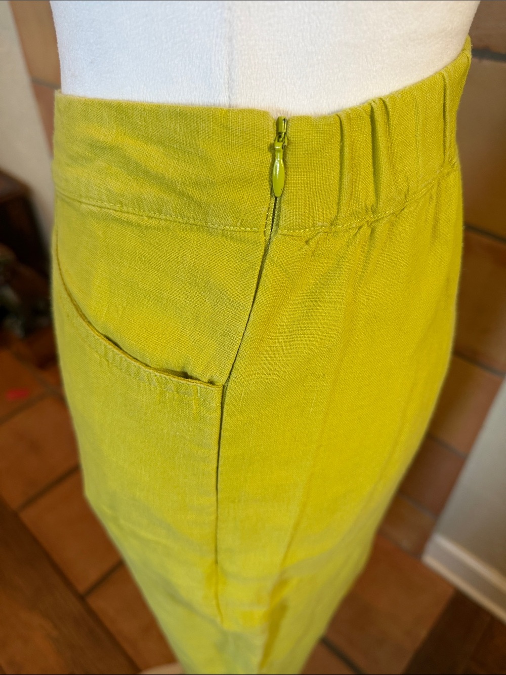 J. Jill Love Linen Chartreuse Wide-Leg Crop Pants, size XL - Picture 6 of 10
